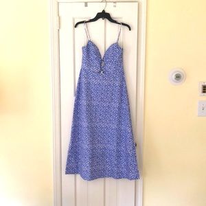 Jana cutout printed cotton-blend midi slip dress